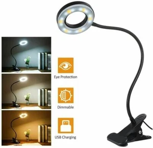 NEW Flexible Adjustable Clip On Bedside Desk Table Reading Lamp USB LED Blue Red - Picture 1 of 5