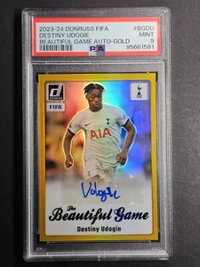 2023-24 Donruss FIFA Destiny Udogie Auto DORADO 2/5 The Beautiful Game PSA 9 - Imagen 1 de 2