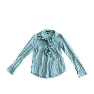 Ralph Lauren Vintage 90er Rüsche Button Down Shirt Bluse Bauer, Royal - Bild 1 von 6