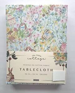 Envogue Easter Bunny Rabbit  60 x 102" Tablecloth 100% Cotton Spring Flowers NWT - Picture 1 of 11