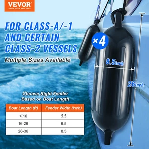 Boat Fenders, 8.5" x 26" Boat Bumpers for Docking, Inflatable Ribbed Fender with - Picture 1 of 20