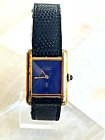 VINTAGE CARTIER AUTOMATIC LADIES TANK WATCH  925 BLUE DIAL ORIGINAL BAND RUNNING