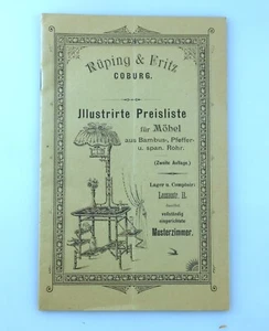 Katalog Preisliste RÜPING & FRITZ Coburg, Rohrmöbel Bambus Pfeffer Möbel um 1900 - Bild 1 von 11