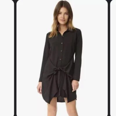 Splendid Size Small Women's Black tie front shirt  Dress L/S Foto 1 de 3
