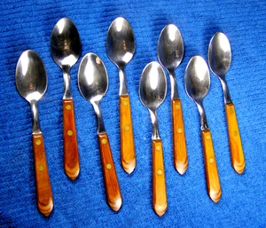 (8) cucharas de té Washington Forge Town & Country con mango de madera inoxidable - Imagen 1 de 2