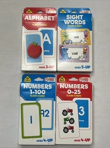School Zone Kids Educational Flash Cards Numbers, Alphabet,Sight Words Cards 4pk - Picture 1 of 6