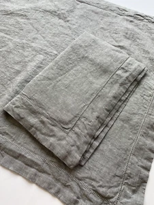 2 Pottery Barn Belgian Linen Hemstitch STANDARD Pillow Shams Pair Gray - Picture 1 of 5