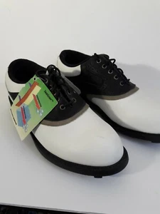 Niblick men's 7 black white taupe Soft Spike lace-up golf shoes 2722 - Picture 1 of 10