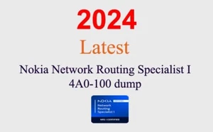 Nokia Network Routing Specialist I 4A0-100 dump GUARANTEED (1 month update) - Picture 1 of 1