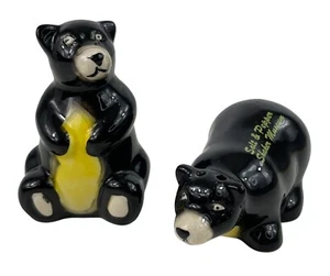 Vintage Black Bear Souvenir Ceramic Salt & Pepper Shaker Museum - Picture 1 of 10