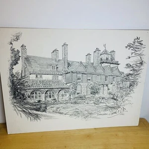 Gerald Lip Artwork Standen House 1988 National Trust Picture Line Drawing Art - Picture 1 of 7
