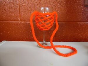 Crochet Wine Glass Yoke Lanyard Necklace, Hands Free Holder