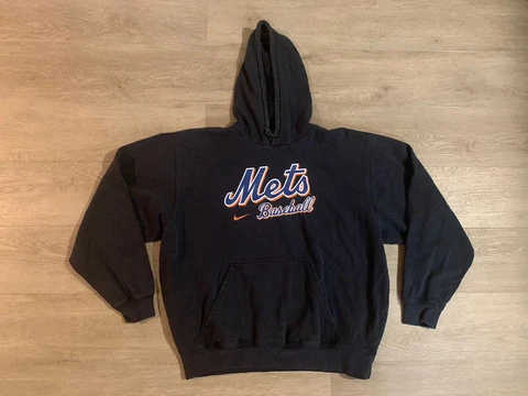 Nike New York Mets Hoodie Mens XL Black Pullover Long Sleeve Logo Cover
