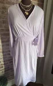 New! Time And Tru Lilac Wrap Waist Midi Dress Long Sleeve V-Neck Size Medium - Picture 1 of 7