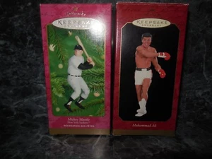 2 vintage hallmark sports legends muhammad ali and mickey mantle ornaments - Picture 1 of 6