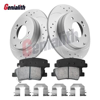 284mm Rear Drilled Rotors + Brake Pads kit for Kia Cadenza 2014 - 2016 - Image 1 of 4