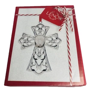 Lenox Gem Cross Ornament Silver Tone Clear Stone  884347 NEW - Picture 1 of 6