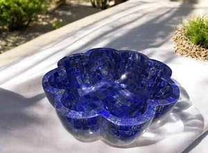 6" Lapis Lazuli Marble Fruit Bowl Random Inlay Kitchen & Home Decor Gift Decor - Picture 1 of 8