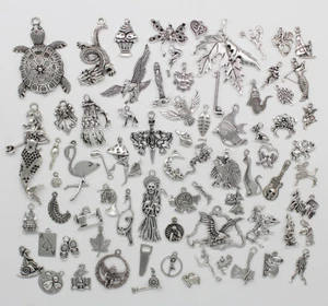 Hot Antique Silver Jewelry Finding Charms Pendants Carfts DIY 77 Styles - Picture 1 of 76