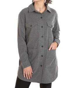 Mercer+Mettle Long Sleeve Twill Overshirt Dark Gray Size Medium  - Picture 1 of 8