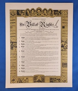 Vintage Bill Of Rights Ten Amendments Constitution Preamble 1964 - Picture 1 of 1