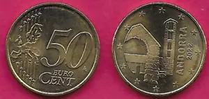 ANDORRA 50 EURO CENT 2022 UNC CHURCH OF SANTA COLOMA DE ANDORRA,ENTRANCE ARCH,MA - Picture 1 of 1