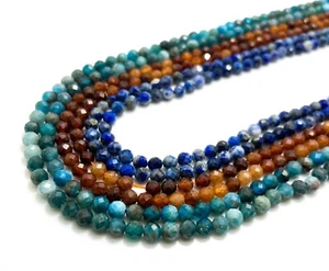 Natural Apatite Hessonite Garnet Sodalite 4mm Faceted Round Gemstone Bead RFN120 - Picture 1 of 3