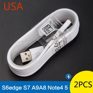 2X 5FT White Fast Charger Cord Cable For Samsung Galaxy S6 S7 Edge Note 4 5 - Picture 1 of 13