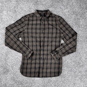 All Saints Mens Black Flannel Button Up Shirt Size XS - Picture 1 of 15