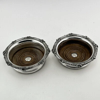 Par de porta-copos antigos Sheffield em estado original - Imagem 1 de 4