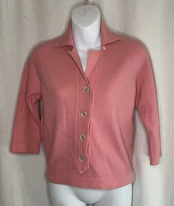 Vintage 50's Evan-Picone Sweater sz Small Pink Collared Lambswool Angora - Picture 1 of 4