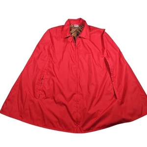 Preston & York Rain Cape Red Leopard Lined Zip Front Pockets L/XL Nwot - Picture 1 of 6