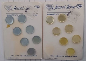 Lot Jewel Tone Antique Sewing 14 buttons yellow grey 1440 Vintage card pastel US - Picture 1 of 4