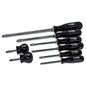 K Tool International 8-Piece Black Phillips and Slotted Screwdriver Set New USA - Picture 1 of 1