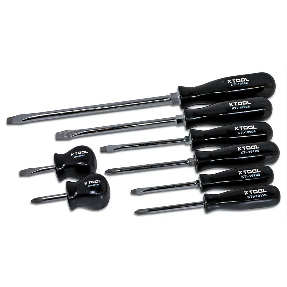 K Tool International 8-Piece Black Phillips and Slotted Screwdriver Set New USA - Image 1 of 1