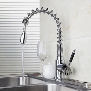 Chrome Kitchen Sink Faucet Pull Out Sprayer Single Hole 360° Swivel Mixer Tap - Picture 1 of 9