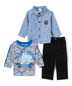 NWT Nannette Dinosaur Button Up Shirt & Pants Boys Outfit Set 18 Months - Picture 1 of 1