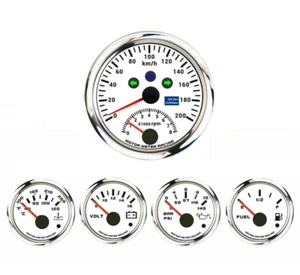 W PRO 5 Gauge Set 85mm GPS Speedometer Tachometer 200 KMH Turn Signal High Beam - Picture 1 of 15