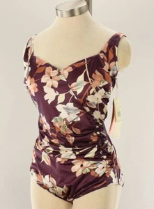 GOTTEX Purple Floral AMORE Square Neck One Piece Swimsuit 18 NWT - Picture 1 of 2
