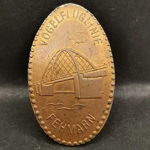 ZERKLEINERTE STÜCK MEERVERBINDUNG EISEN DÄNEMARK DEUTSCHLAND / GERMANY ELONGATED COIN / PENN - Bild 1 von 2