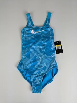 Nike Niñas Óptico Camuflaje Espalda Cruzada Una Pieza, Azul, Niñas Mediano Foto 1 de 2