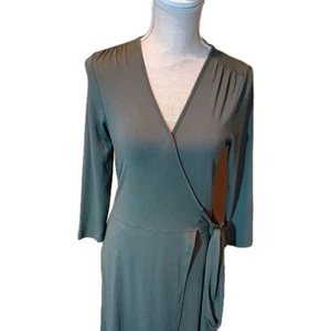 Banana Republic Women's olive green 3/4 Sleeve V-Neck Wrap Dress - Size S Tall  - Picture 1 of 13