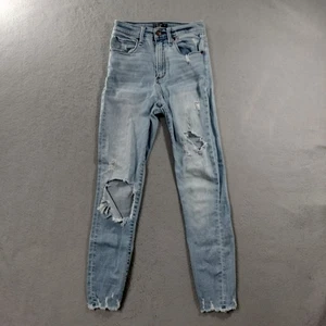 Abercrombie & Fitch High Rise Super Skinny Ankle Blue Denim Jeans Womens 26/2 - Picture 1 of 6