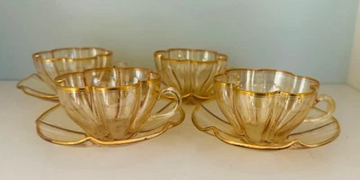4 золотые стеклянные чашки и блюдца Moser/Lobmeyr — ПОТРЯСАЮЩИЕ! - Изображение 1 из 4