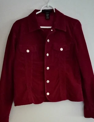 Geoffrey Beene Sport Women's Stretch Burgundy Corduroy Jacket Size 10 - Image 1 of 4