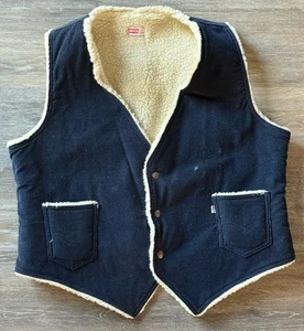 Vintage 70s Levis Corduroy Sherpa Lined Vest Made in USA Western Mens XL - Picture 1 of 9