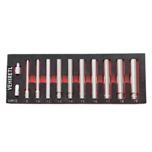 12pcs Extra Deep Socket Set Metric 6 Point 3/8" and 1/2" Drive Extra Long Soc... - Picture 1 of 6