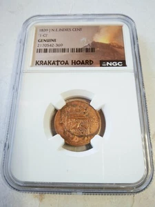 1839-J N.E. Indies Cent 🌋Krakatoa Hoard🌋 NGC Genuine - Picture 1 of 4
