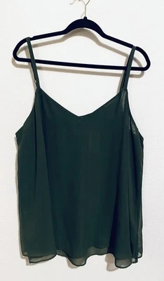 Torrid Top Womens 4X Green Sophie Chiffon Double Layer Swing Cami Boho Layering - Image 1 of 4
