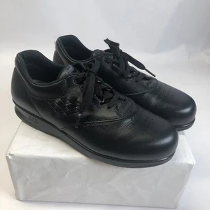 SAS Free Time Black Leather Comfort Walking Shoes Sneakers Lace Up Size 7M - Picture 1 of 10
